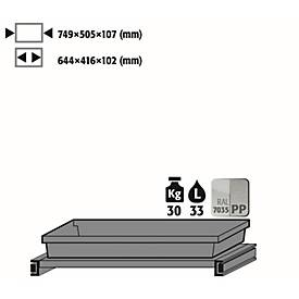 Tablarauszug Abz für asecos Chemikalienschränke der CS und CX Serie, Stahlblech/Polypropylen, lichtgrau, B 749 x T 505 x