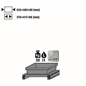 Tablarauszug für asecos Chemikalienschränke der CS und CX Serie, Stahlblech/Polypropylen, lichtgrau, B 435 x T 482 x H 9