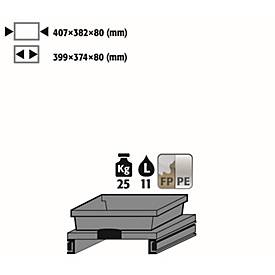 Image of Tablarauszug für asecos Sicherheitsschränke der K90 Serie, FP-Platte/Polypropylen, grau, B 407 x T 382 x H 80 mm, 11 l, bis 25 kg