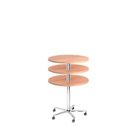 Table à colonne JENA, Ø 800 mm, H 720-1100 mm, coloris noyer