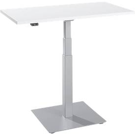Table d'appoint Set Up, réglage électrique de la hauteur, mono-colonne, L 1000 x P 600 x H 635-1285 mm, blanc/alu blanc