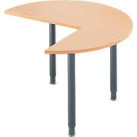 Table d'extension, 3/4 de cercle, Ø 1400 mm, extension à droite/à gauche, hêtre/anthracite