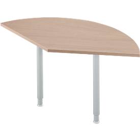 Table d'extension Ergo-T 2.0, angle 135°, piétement en tube carré, L 800 x P 800 x H 718-898 mm, décor chêne/alu blanc
