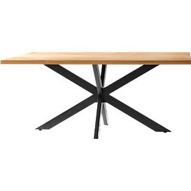 Table de conférence FRED, rectangulaire, piétement en X, l. 1800 x H 750 x P 900 mm, chêne sauvage massif/noir