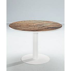 Table de conférence Paperflow, pour 6 personnes, ronde, pied colonne, Ø 115 cm, résistant aux désinfectants, chêne vieilli 