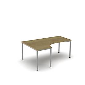 Table de forme libre NEVADA, L 1800 x P 1200/800 x H 740 mm, ronde, décor chêne/aluminium