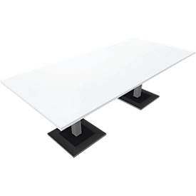 Table de réunion QUANDOS BOX, rectangulaire, rectangulaire, l. 2200 x P 1000 x H 720-820 mm, blanc 
