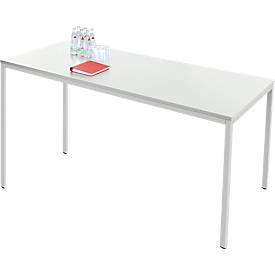 Table tubulaire acier,  1600 x 700 mm, gris clair/gris clair