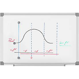Tableau blanc MaulStandard - cadre alu - laqué - l. 450 x H 300 mm - avec auget