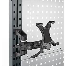 Tablethalter für AST31 Tischaufbau, für 1 Tablet bis 7,8“, Klemmbereich verstellbar, um 360° drehbar, neigbar, Kunststoff/Schaumstoff, schwarz