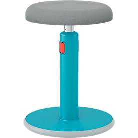 Tabouret assis/debout Leitz Ergo Cosy Active, L 370 x P 370 x H 460 - 790 mm, jusqu'à 110 kg, bleu doux