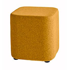 Tabouret carré TAPA, l. 450 x P 450 x H 470 mm, revêtement laine vierge, orange