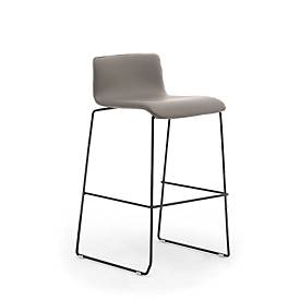 Tabouret de bar Zerosedici, empilable, piétement laqué noir, revêtement gris, 2 pièces