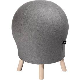 Tabouret Sitness Alpine, avec ballon de gymnastique intégré, revêtement 75 % laine vierge, gris clair