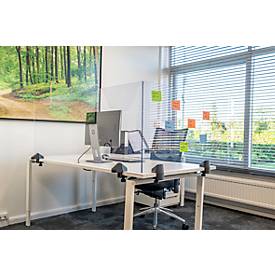 Tafelscheidingswand, gemaakt van acrylglas/polystyreen, helder transparant, dikte 5 mm, B 1600 x H 580 mm, geschikt voor in hoogte verstelbare bureautafels
