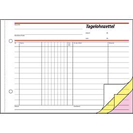 Tagelohnzettel Sigel SD065, selbstdurchschreibend, DIN A5 quer, 3 x 40 Blatt