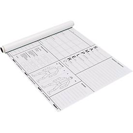 Taktikfolie Taktifol Rescue, Patientenbeurteilung für Rettungswagen/Schockraum, selbsthaftend, beschrift-/abwischbar, Rolle mit 25 Folien, weiß