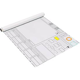 Taktikfolie Taktifol Stab-THW, für die Einsatzleitung, selbsthaftend, beschrift-/abwischbar, Rolle mit 25 Folien, weiß