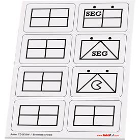 Taktische Zeichen Taktifol Einheiten, rechteckig, selbsthaftend, beschriftbar, trocken abwischbar, L 46 x B 32 mm, schwarz, 8 Zeichen