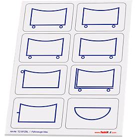 Taktische Zeichen Taktifol Fahrzeuge, rechteckig, selbsthaftend, beschriftbar, trocken abwischbar, L 46 x B 32 mm, blau, 8 Zeichen
