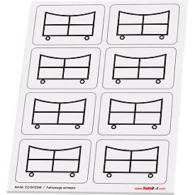Taktische Zeichen Taktifol Fahrzeuge, rechteckig, selbsthaftend, beschriftbar, trocken abwischbar, L 46 x B 32 mm, schwarz, 8 Zeichen