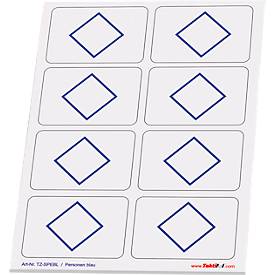 Taktische Zeichen Taktifol Personen, rechteckig, selbsthaftend, beschriftbar, trocken abwischbar, L 46 x B 32 mm, blau, 8 Zeichen