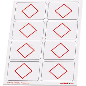 Taktische Zeichen Taktifol Personen, rechteckig, selbsthaftend, beschriftbar, trocken abwischbar, L 46 x B 32 mm, rot, 8 Zeichen