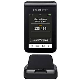 TAN &amp; TOTP Generator REINER SCT tanJack® deluxe, 2-Faktor-Authentifizierung, zusätzlicher PIN-Schutz 3,5' Touch-Display, Kartenslot, inkl. Ladestation &amp; Netzteil, schwarz