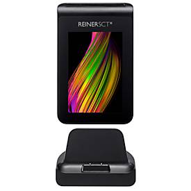 TAN & TOTP Generator REINER SCT tanJack® deluxe, 2-Faktor-Authentisierung, zusätzlicher PIN-Schutz 3,5″ Touchdisplay, Kartenslot, inkl. Ladestation & Netzteil, schwarz