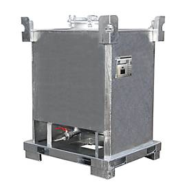 Tank-Container BAUER TCB 1000, Stahlblech, Bodenablauf, feuerverzinkt, B 1000 x T 1200 x H 1600 mm