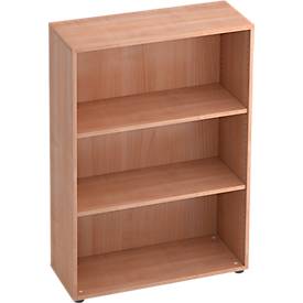 TARA boekenkast, 3 OH, stapelbaar, B. 800 x D 330 x H 1144 mm, notendecor/Havanna