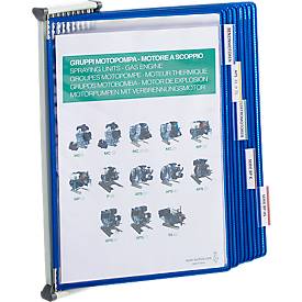 Tarifold Wandsichttafelsystem, Wandhalter, Metall + Sichttafeln, PVC, für DIN A4, 10 Stück, blau