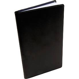 Taschenkalender Korsch Pluto 2026, 32 Seiten, Monatsübersicht, Kalendarium für D/GB/F/I, austauschbares Adressheft, B 87 x H 153 mm, PVC, schwarz