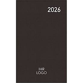 Taschenkalender Korsch Pluto Edition Natur 2026, A6, 32 Seiten, Monatsübersicht, Kalendarium für D/GB/F/I, austauschbares Adressheft, Karton, schwarz