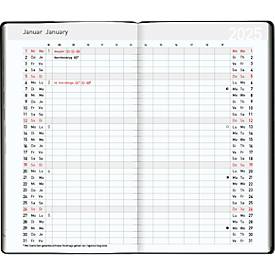 Taschenkalender "Pluto 2025", Kartoneinband, Kalendarium in D/GB/F/I, B 87 x H 153 mm, schwarz