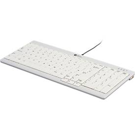 Tastatur BakkerElkhuizen UltraBoard 960 V2, QWERTZ, mit Nummernblock, USB-C, ergonomisch, kompakt & augenschonend, L 146 x B 363 x H 19 mm, grau