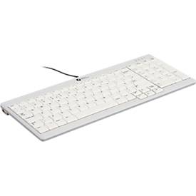 Tastatur BakkerElkhuizen UltraBoard 960 V2, QWERTZ, mit Nummernblock, USB-C, ergonomisch, kompakt & augenschonend, L 146 x B 363 x H 19 mm, grau