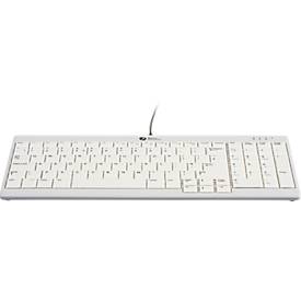 Tastatur BakkerElkhuizen UltraBoard 960 V2, QWERTZ, mit Nummernblock, USB-C, ergonomisch, kompakt & augenschonend, L 146 x B 363 x H 19 mm, grau