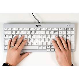 Tastatur BakkerElkhuizen UltraBoard 960 V2, QWERTZ, mit Nummernblock, USB-C, ergonomisch, kompakt & augenschonend, L 146 x B 363 x H 19 mm, grau