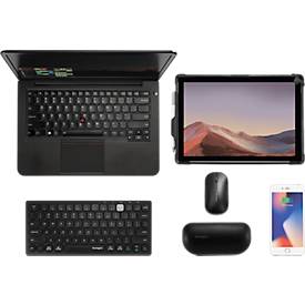 Tastatur Kensington Multi-Device Dual Wireless, kompakt, bis zu 3 Endgeräte, kabellos, Windows & Mac, B 310 x T 140 x H 35 mm, schwarz