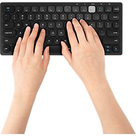 Tastatur Kensington Multi-Device Dual Wireless, kompakt, bis zu 3 Endgeräte, kabellos, Windows & Mac, B 310 x T 140 x H 35 mm, schwarz