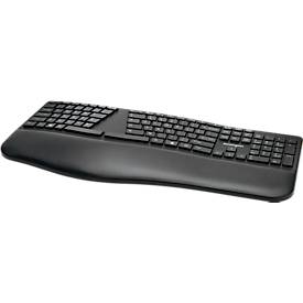 Tastatur Kensington Pro Fit® Ergo, ergonomisches Design, kabellos, Handgelenkauflage, Windows & Mac, B 216 x T 436 x H 3