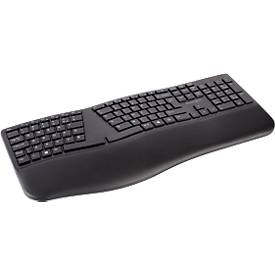 Tastatur Kensington Pro Fit® Ergo, ergonomisches Design, kabellos, Handgelenkauflage, Windows & Mac, B 216 x T 436 x H 38 mm schwarz