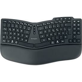 Tastatur Kensington Pro Fit™ Ergo KB675 EQ TKL, kabellos, wiederaufladbarer Akku, QWERTZ, für bis zu 3 Endgeräte, Handballenauflage, PCR, schwarz