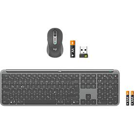Tastatur-Maus-Set Logitech Signature Combo MK950 for Business, kabellos, QWERTZ, Handballenauflage, Maus für Rechtshänder, 2 Verbindungsmodi, graphit