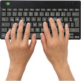 Tastatur R-Go Compact Break, kabellos, QWERTZ, LED-Pausenanzeige, Bluetooth/USB, schwarz