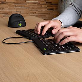 Tastatur R-Go Split Break, kabellos, QWERTZ, 2-geteilt, LED-Pausenanzeige, Bluetooth/USB, schwarz