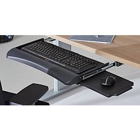 Tastaturschublade Fellowes®, auf 3 feste Höhen verstellbar, mit Mausablage, einschiebbar, B 558,8 x T 295,3 x H 58,7 mm, graphit