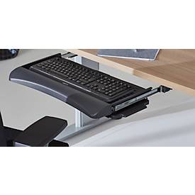 Tastaturschublade Fellowes®, auf 3 feste Höhen verstellbar, mit Mausablage, einschiebbar, B 558,8 x T 295,3 x H 58,7 mm, graphit