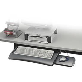 Tastaturschublade Fellowes®, auf 3 feste Höhen verstellbar, mit Mausablage, einschiebbar, B 558,8 x T 295,3 x H 58,7 mm, graphit